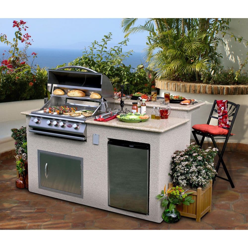 Stainless Steel 76'' Propane Grill Island with Side Burner
