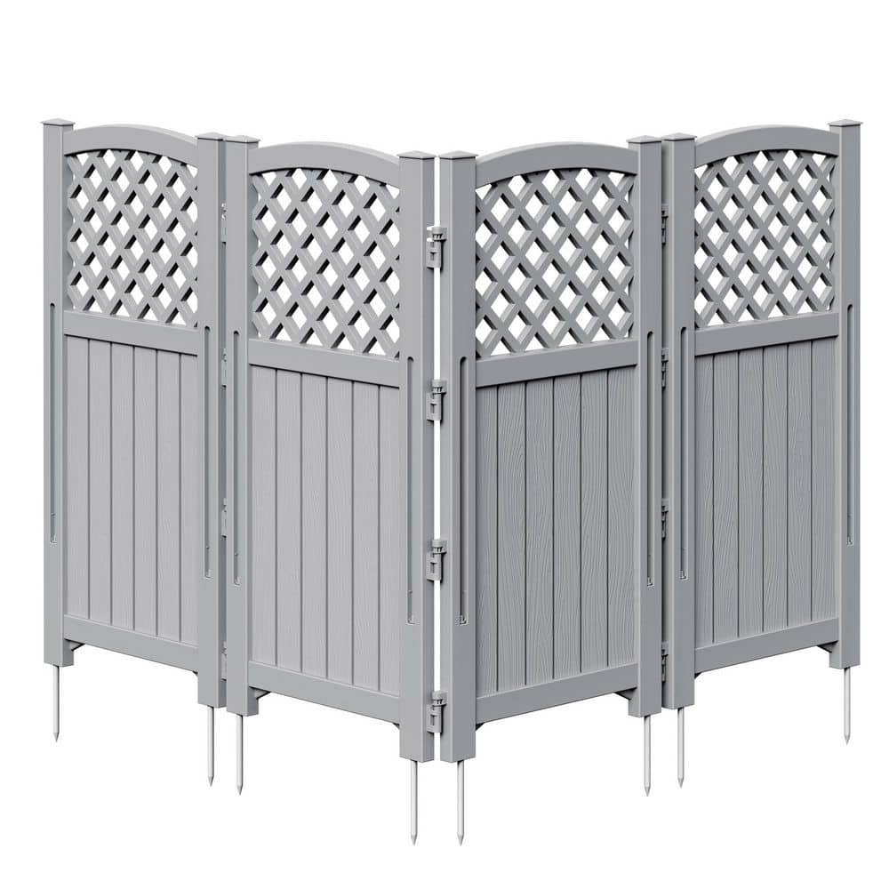 "21.8""W x 43.5"" H Gray Plastic Privacy Screen, 4-Panel Fence for Patio, Poolside to Hide Trash Cans" price history on PriceWatchPro