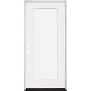 Legacy 30 in. x 80 in. Full-Lite Clear Glass RHIS Primed White Finish Fiberglass Prehung Front Door