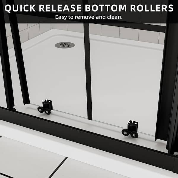 ACE DECOR Corner Double Sliding Shower Door, with black lines 6mm
