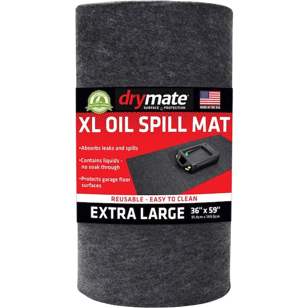 Drymate 3 ft. W x 4 ft. 11 in. L Charcoal Gray Commercial/Residential Polyester Garage Flooring Oil Spill Mat