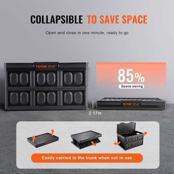 VEVOR Collapsible Storage Bins with Lids 45L Folding Plastic