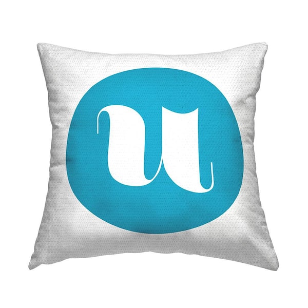 Stupell Industries Blue Initial U Square Outdoor Throw Pillow