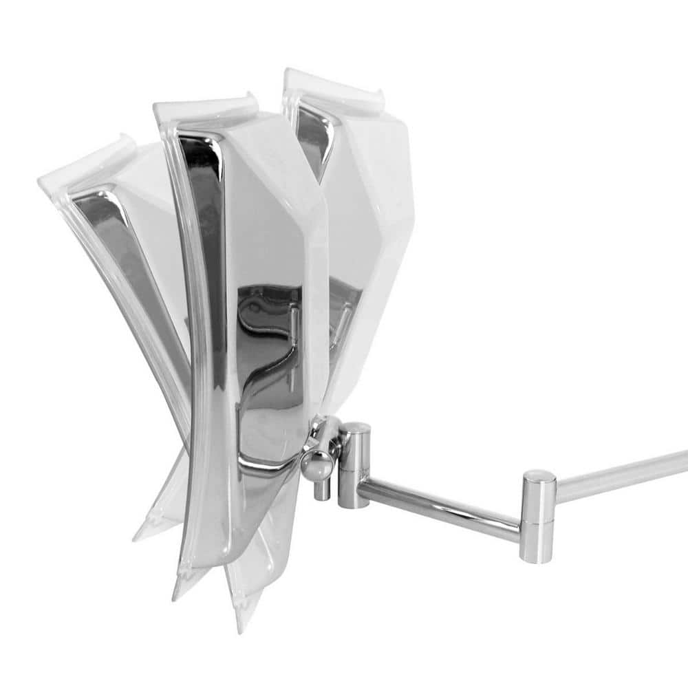 Polished Chrome Square LED Magnifying Wall Mirror with Brass Frame