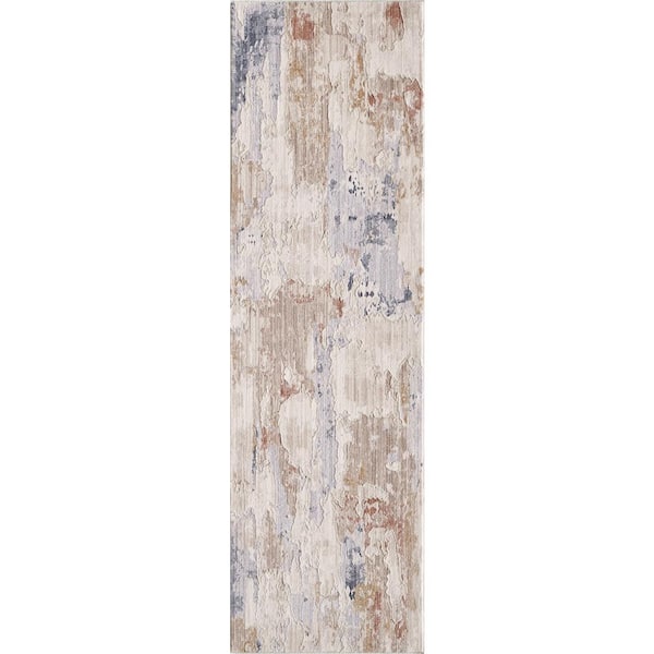 MILLERTON HOME Adela Ivory/Red 2 ft. x 8 ft. Modern Distressed Runner Rug MIL790523X76RU The