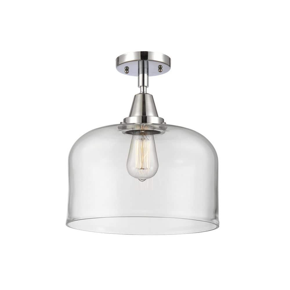 Bell 12 in. 1-Light Polished Chrome Industrial Flush Mount with Clear Glass Shade price history on PriceWatchPro