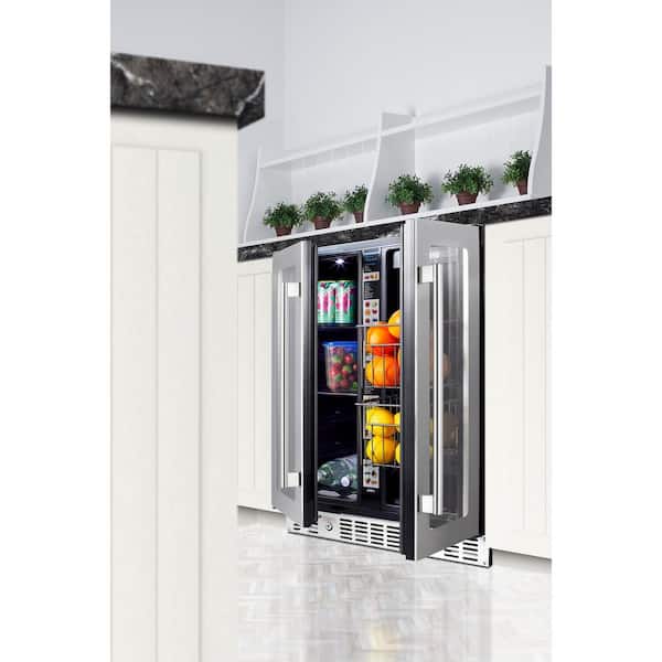 24 in. 4.6 cu. ft. Dual Zone Pantry Cooler Mini Fridge in Stainless Steel without Freezer