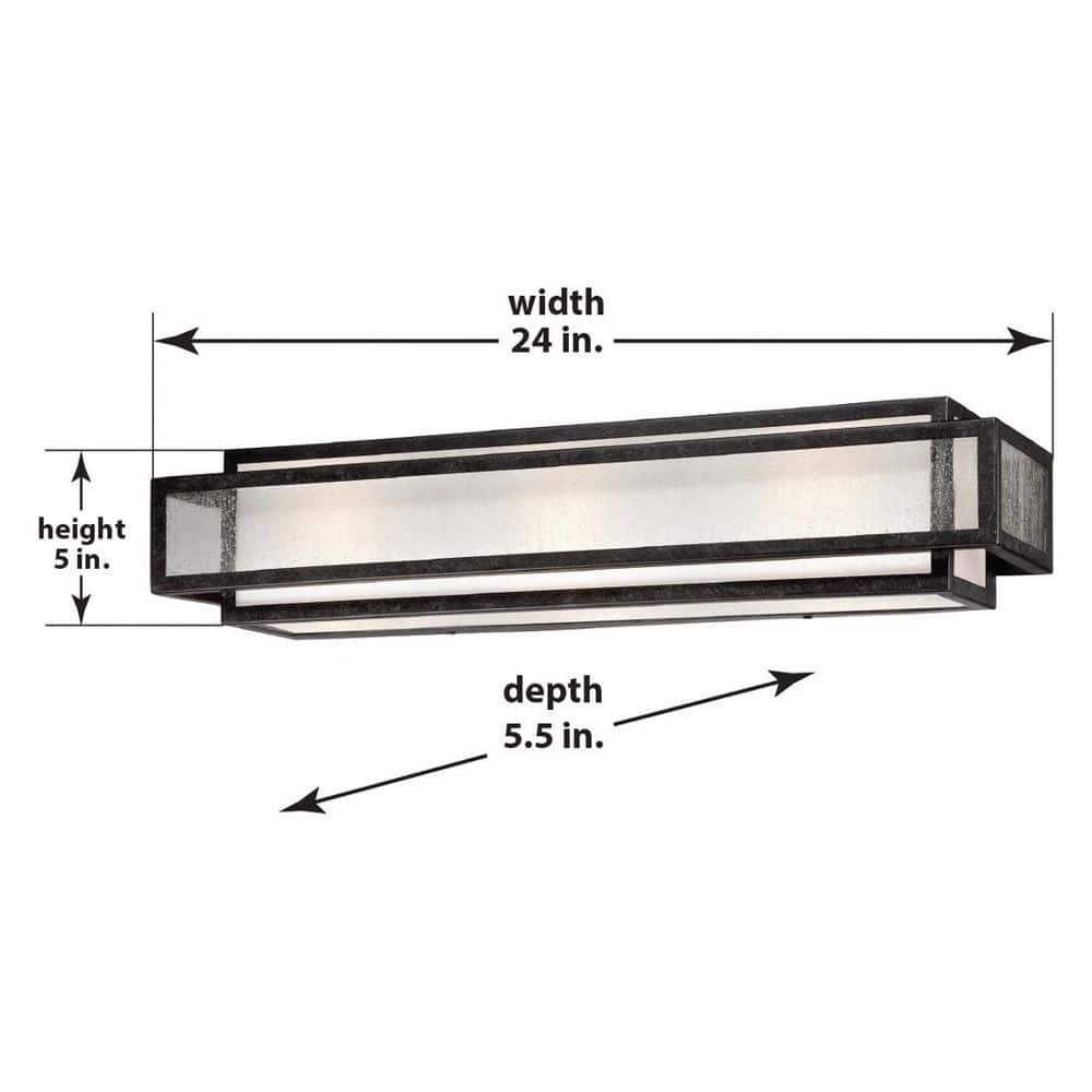 Camden Square Aged Charcoal 3-Light Bathroom Vanity with Seeded Glass