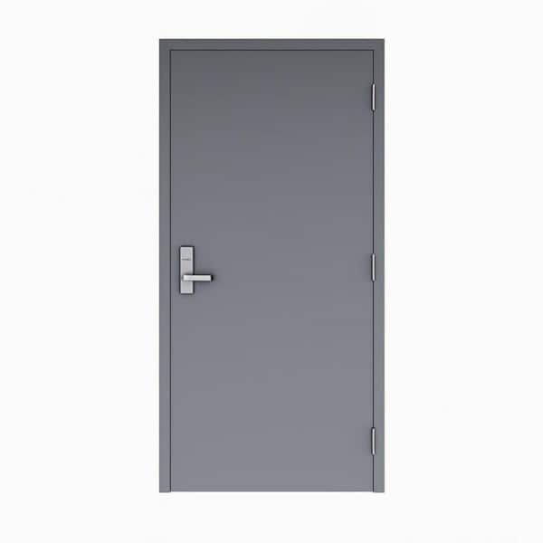 Flush Doors Series 36 in. x 80 in. Right-Handed Stainless Steel Finish Metal Commercial Door Kit w/ Frame and Hardware