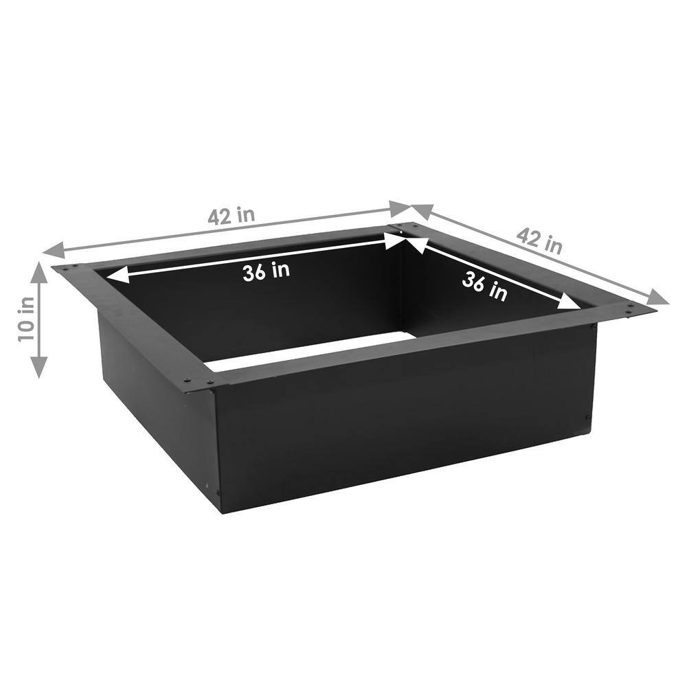 Heavy-Duty Black Steel Square Fire Pit Ring Insert, 42"