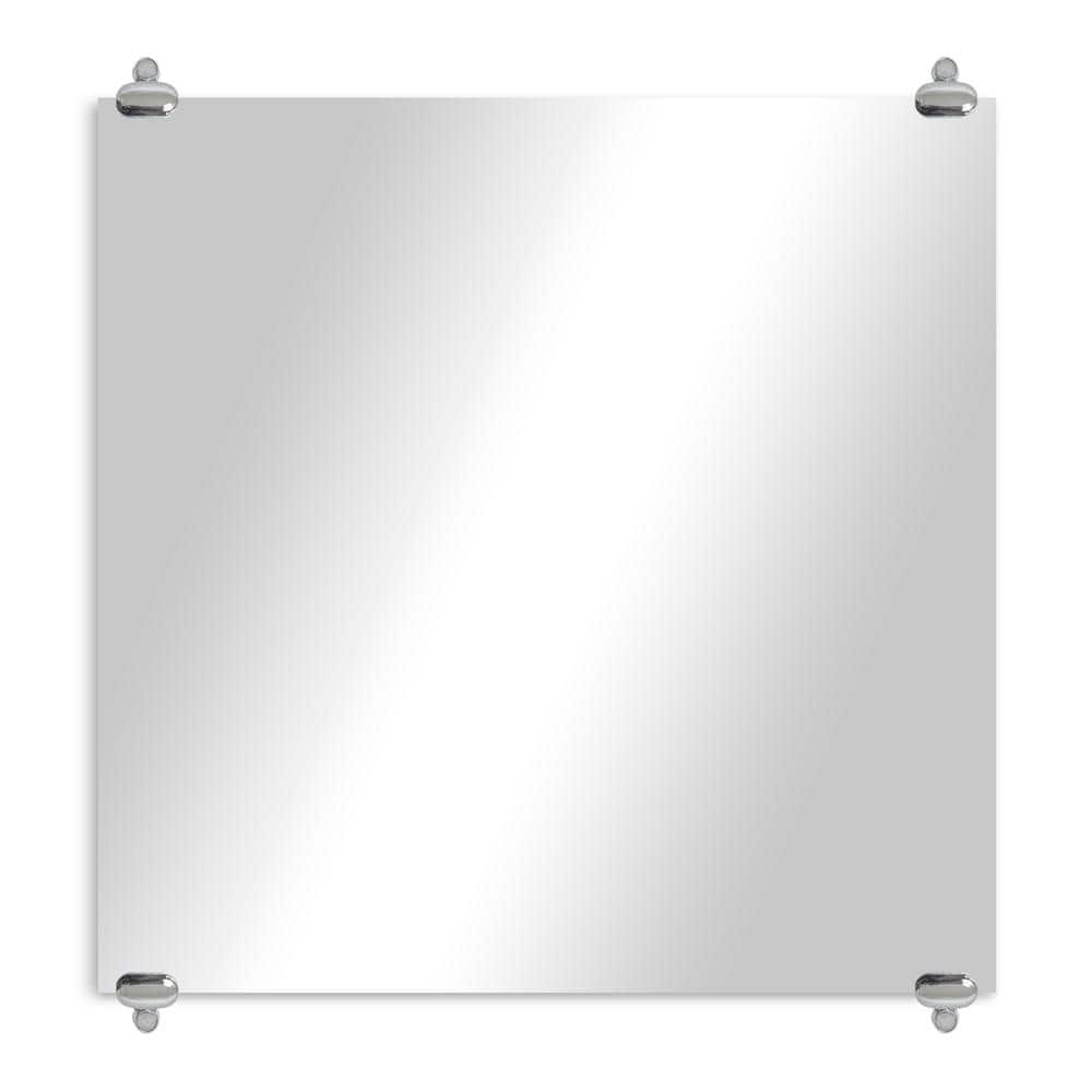 Modern Rustic (24in. W x 24in. H) Frameless Square Wall Mirror with Chrome 