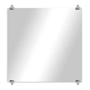 Modern Rustic (24in. W x 24in. H) Frameless Square Wall Mirror with Chrome Oval Clips