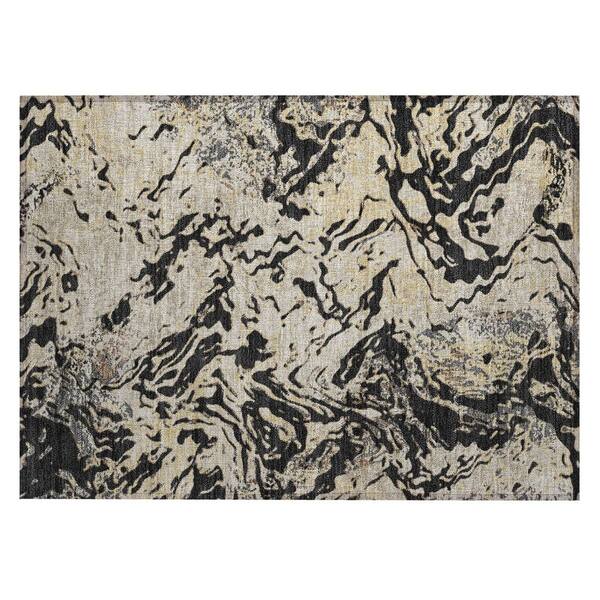 Chantille Machine Washable Indoor/Outdoor Abstract ACN3163 Black 2 ft. x 3 ft. Accent Rug