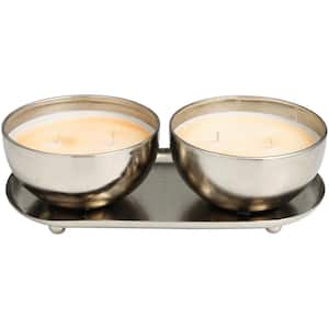 Silver Jasmine Scented 12 oz. 2 Wick Candle with White Wax (Set of 2)