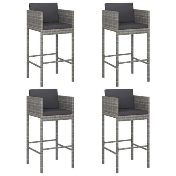 Lexy Metal Outdoor Bar Stool Chairs with Gray Cushion (4-Pack)