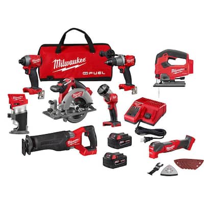 M18 FUEL 18-Volt Lithium-Ion Brushless Cordless Combo Kit (5-Tool) with Multi Tool, Jig Saw, and Compact Router