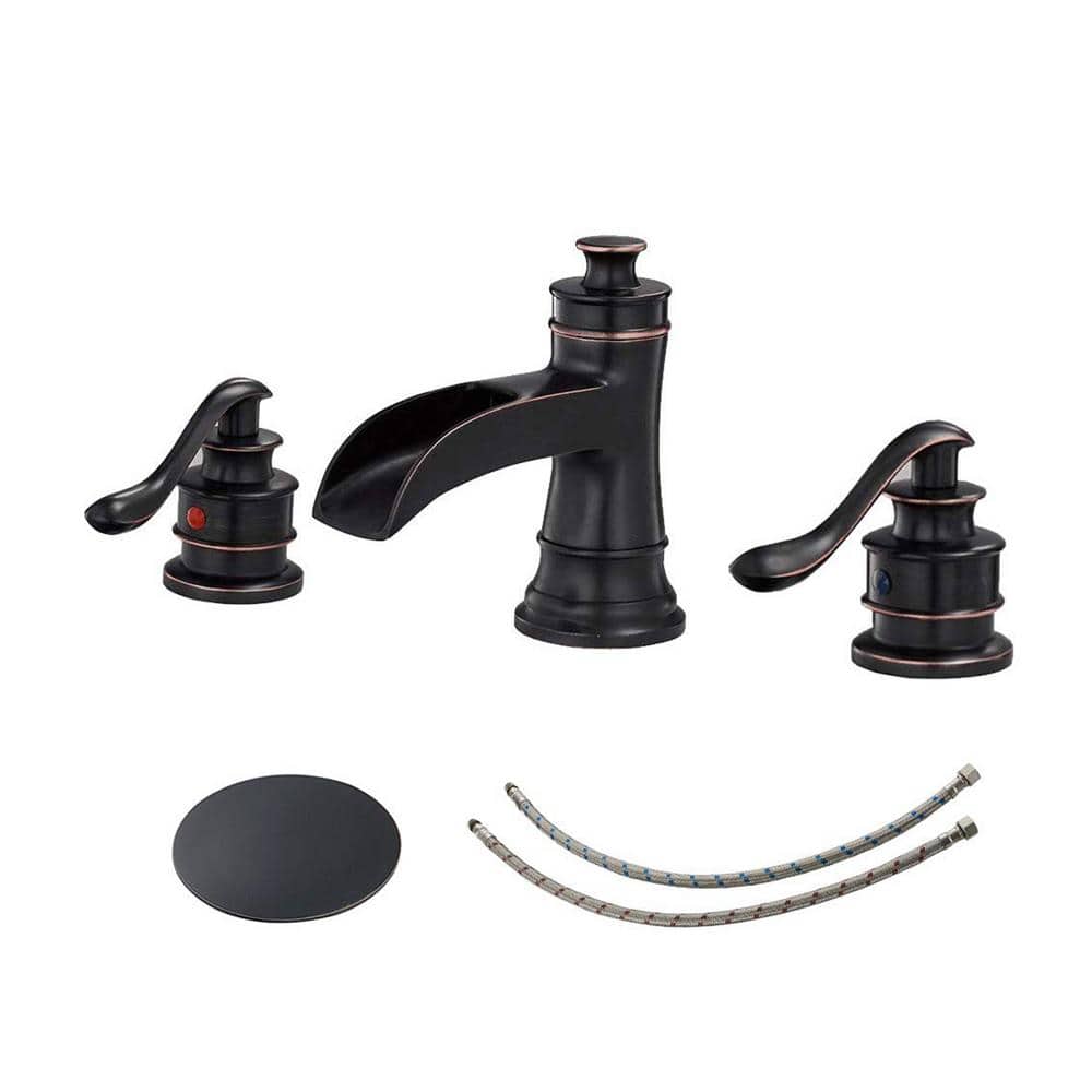 8 in. Widespread 2-Handle Bathroom Faucet With Pop-up Drain Assembly in Oil