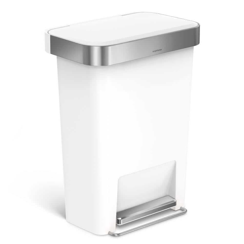 simplehuman Semi-Round Automatic Sensor Trash Can, Brushed Stainless Steel  & J Odorsorb Custom Fit Drawstring Odor Absorbing Trash Bags in Dispenser