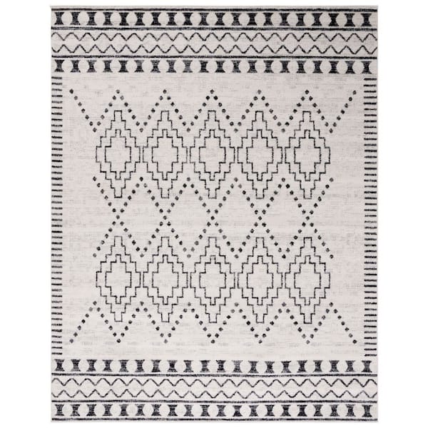 Tulum 7 ft. x 9 ft. Black/Ivory Tribal Geometric Area Rug
