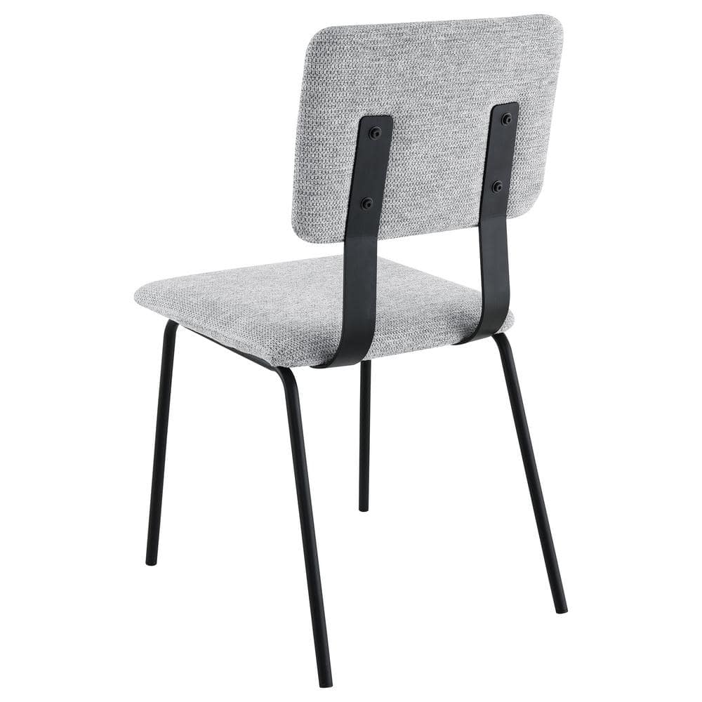 Gray Upholstered Ladderback Side Chair with Wood and Metal Frame