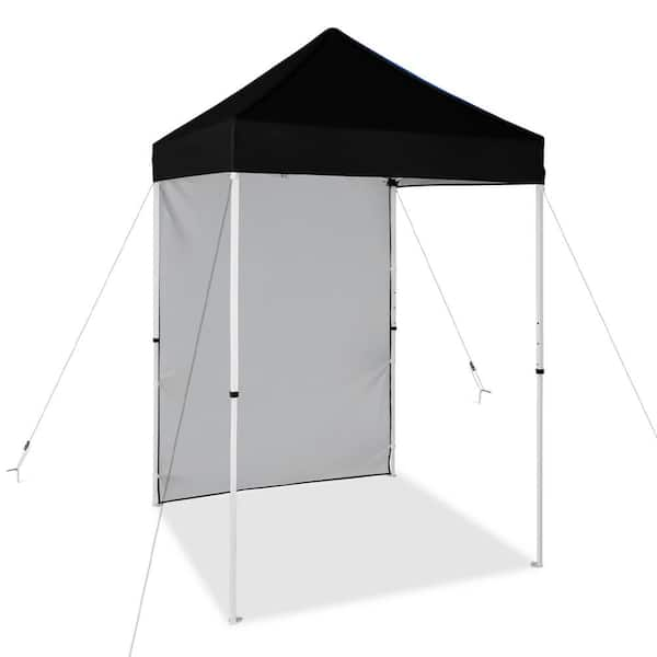 EAGLE PEAK 5 ft. x 5 ft. Black Pop Up Canopy with 1 Removable Sunwall