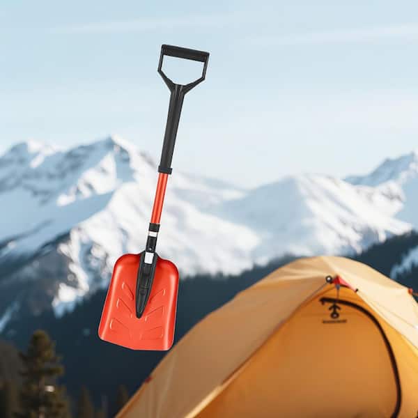 29.2 in. Aluminum Handle Aluminum Snow Shovel, Adjustable Length Lightweight Tool for Snow Removal, Ideal for Gardens