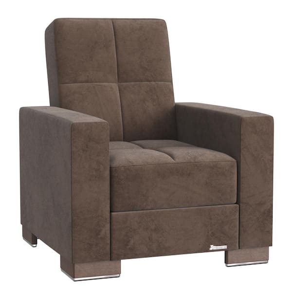 Ottomanson Basics Collection Convertible Brown Armchair with Storage