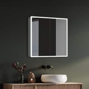 28 in. W x 28 in. H Square Framed Wall Mount LED Medicine Cabinet Bathroom Vanity Mirror