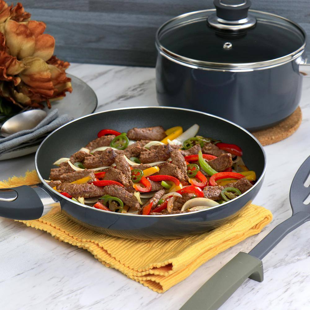 Oster Legacy 8 Piece Gray Aluminum Nonstick Cookware Set