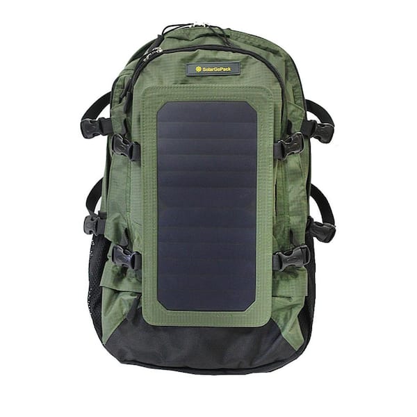 SolarGoPack Solar Backpack, 10k mAh battery, 7-Watt Solar Panel in Army Green