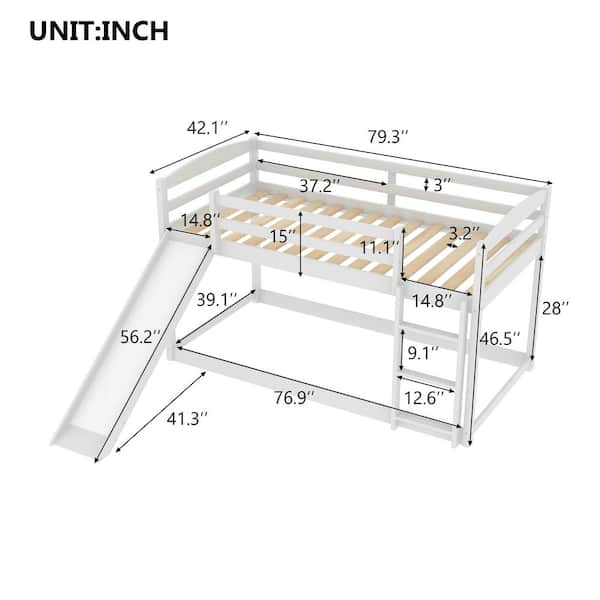 168　searoomlynn Reviews for Harper & Bright Designs White Twin Bunk Bed Over