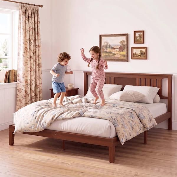 WONDER COMFORT Natural Heavy Duty Solid Pine Wood Bed Frame King