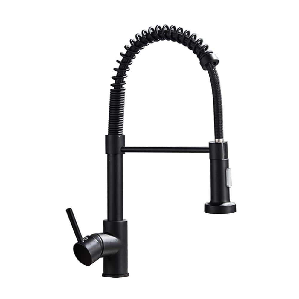 Single Handle Pull-Down Sprayer Kitchen Faucet in Matte Black