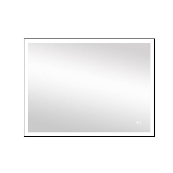 FUNKOL 48 in. W x 36 in. H Small Rectangular Aluminum Framed Dimmable Wall Bathroom Vanity Mirror in Black