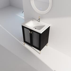 Anky 27.8 in. W x 18.5 in. D x 34.8 in. H Single Sink Bath Vanity in Black with White Ceramic Top