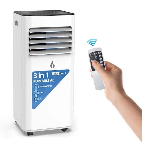 5,000 BTU (DOE) 3-in-1 Efficient Portable Air Conditioner Cools 450 sq. ft. w/ Dehumidifier,Timer and Remote in White