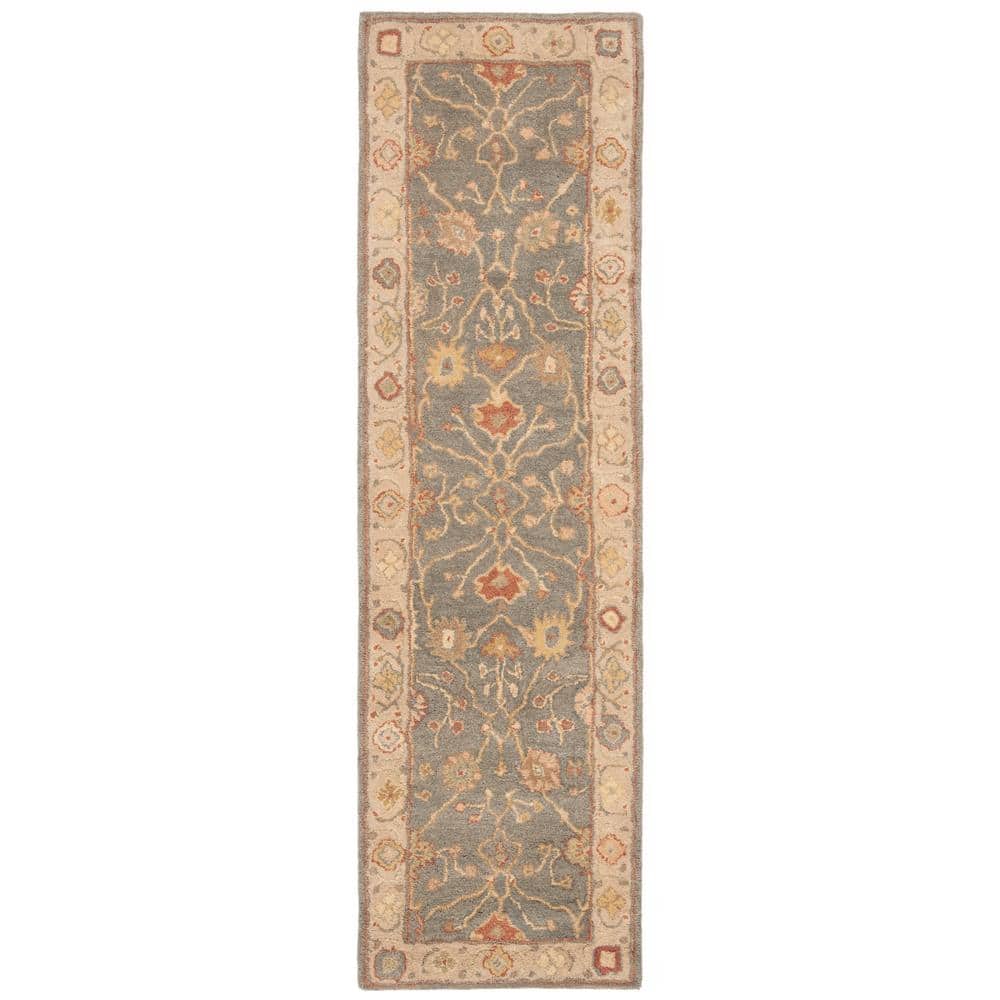 Antiquity Blue/Ivory 2 ft. x 8 ft. Border Floral Solid Runner Rug price history on PriceWatchPro