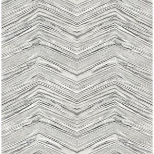 Grey and Black Wood Chevron Vinyl Peel and Stick Wallpaper Roll (Covers 30.75 sq. ft.)