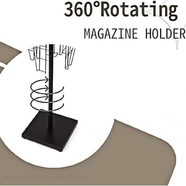 Black 14 in x 63 in Metal 360° Rotating Freestanding Magazine Rack
