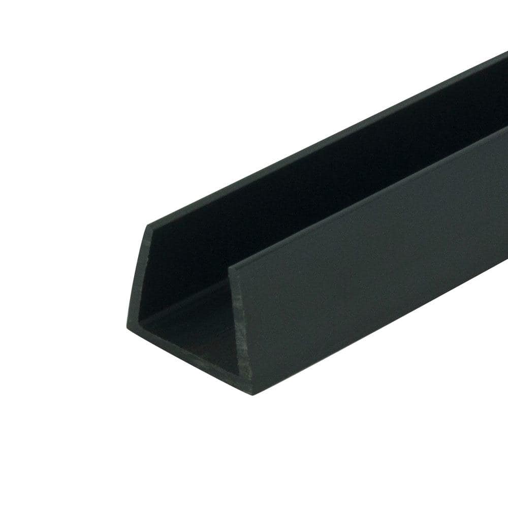 5/8 in. D x 5/8 in. W x 72 in. L Black Styrene Plastic U-Channel Moulding F