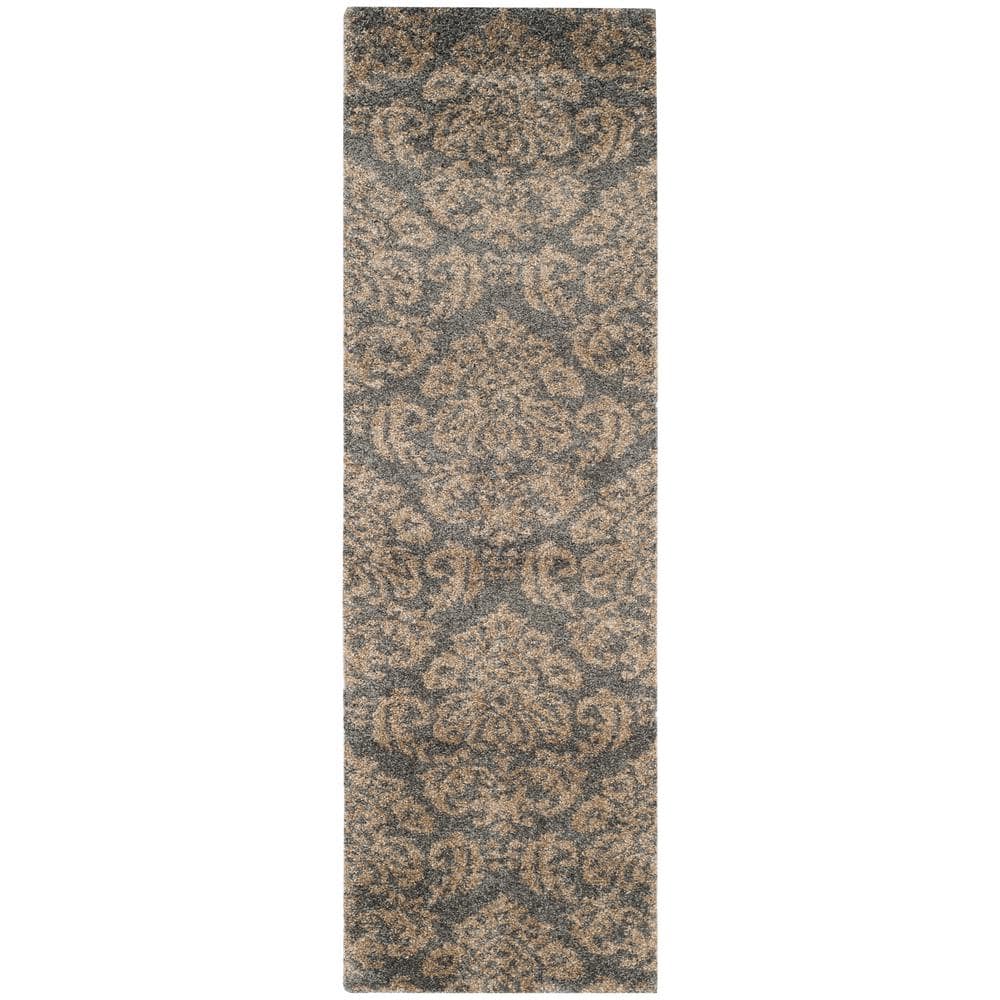 Florida Shag Gray/Beige 2 ft. x 12 ft. Floral Runner Rug price history on PriceWatchPro
