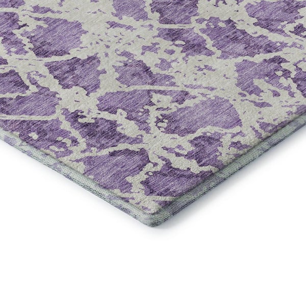 Mayfield Premium Machine Washable Abstract AMF969 Lilac 10 ft. x 14 ft. Area Rug