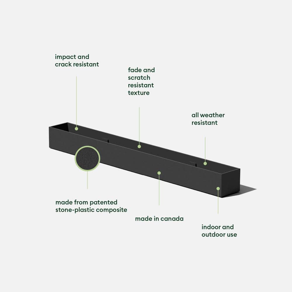 Geo Black Plastic-Stone Composite Trough Planter, 32''