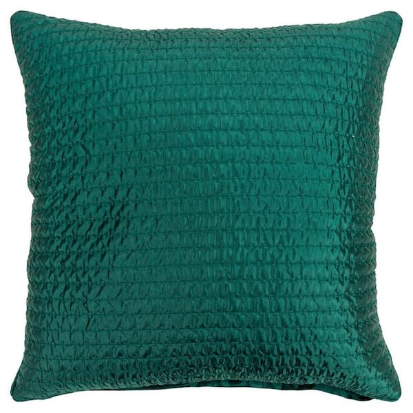 HomeRoots Green Solid Polyester 22 in. x 22 in. Throw Pillow