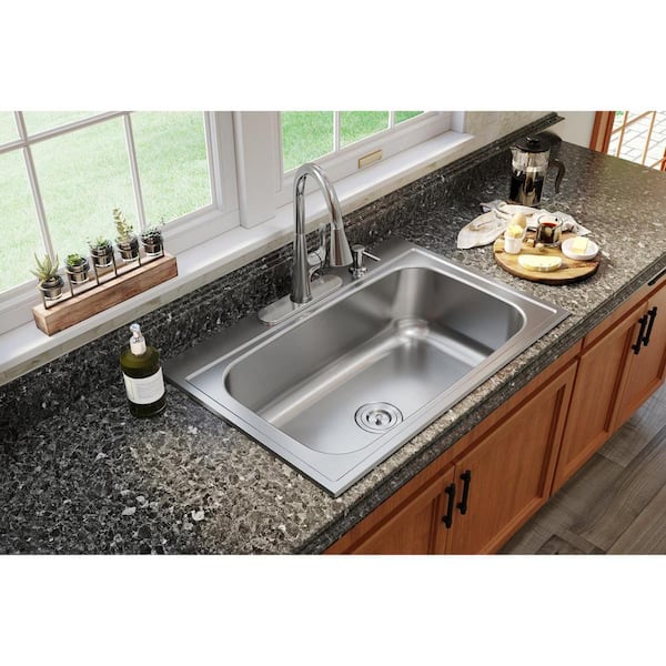 Parkway 33 in. Drop-in Single Bowl 20-Gauge Stainless Steel Kitchen Sink Only