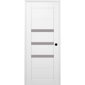 Rita 18 in. x 84 in. Left Hand 3-Lite Frosted Glass Snow White Composite Wood Single Prehung Door