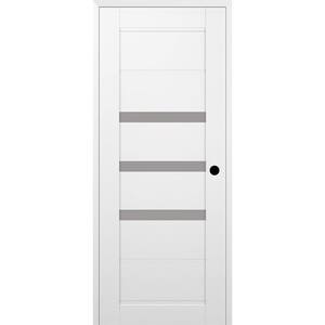 Rita 24 in. x 96 in. Left Hand 3-Lite Frosted Glass Snow White Composite Wood Single Prehung Door