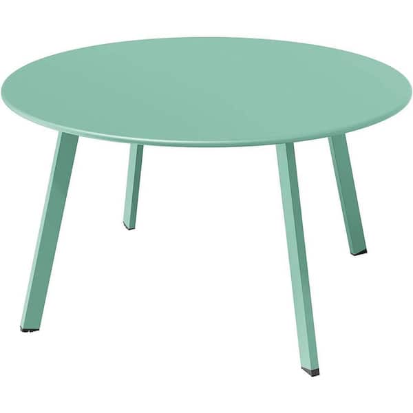 Unbranded Metal Round Side Table Green Weather Resistant Outdoor Large Side Table