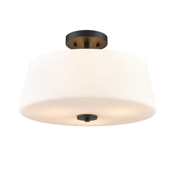 Laphia 15.75 in. Wide 3-Light Semi Flush-Matte Black