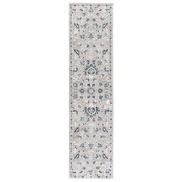Parker 2 ft. x 8 ft. Ivory/Navy Persian Runner Rug